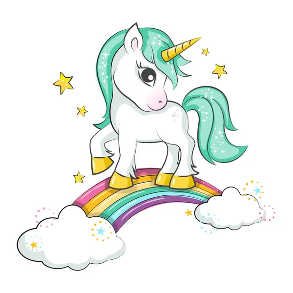 Unicorn ajaib yang lucu. - Stok Vektor