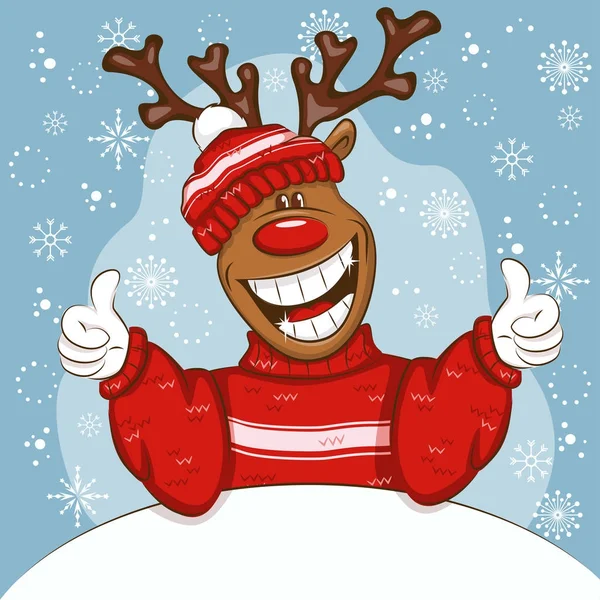 Cerf de Noël dessin animé . — Image vectorielle