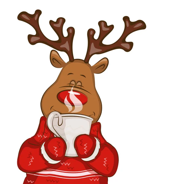 Cervo cartone animato di Natale . — Vettoriale Stock