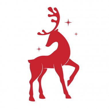 Christmas silhouette of deer.  clipart