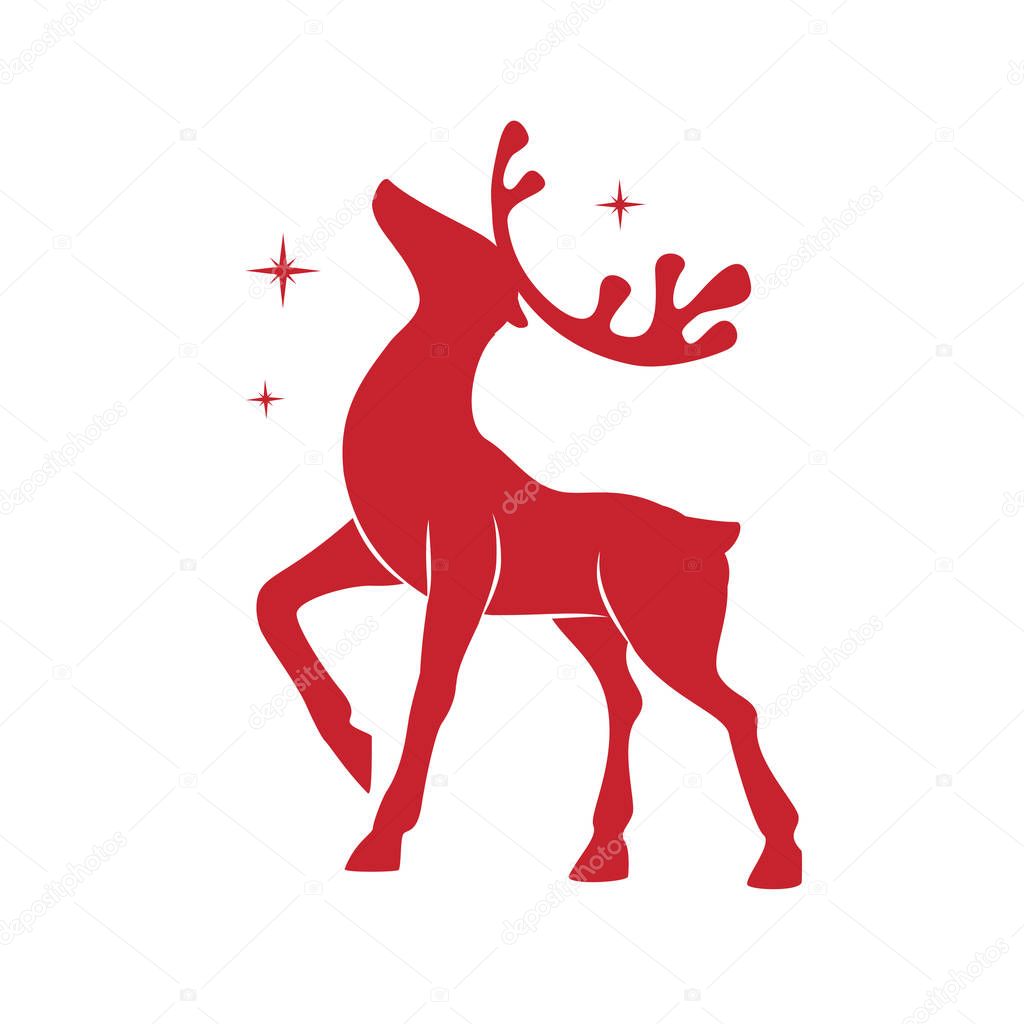 Christmas silhouette of deer. 