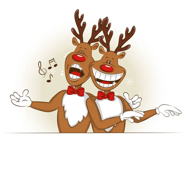 Kerstkaart met cartoon schattig herten. — Stockvector