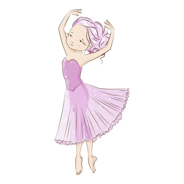 Όμορφη Μπαλαρίνα Στην Κλασική Tutu Χαριτωμένη Μικρή Χορεύτρια Κορίτσι Χοροί — Διανυσματικό Αρχείο
