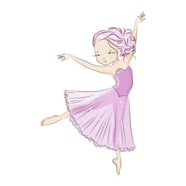 Prachtige Ballerina Klassieke Tutu Sierlijke Kleine Danser Het Meisje Danst — Stockvector