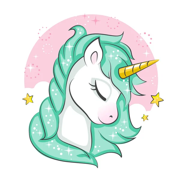 Unicorn Ajaib Yang Lucu Desain Vektor Diisolasi Pada Latar Belakang - Stok Vektor