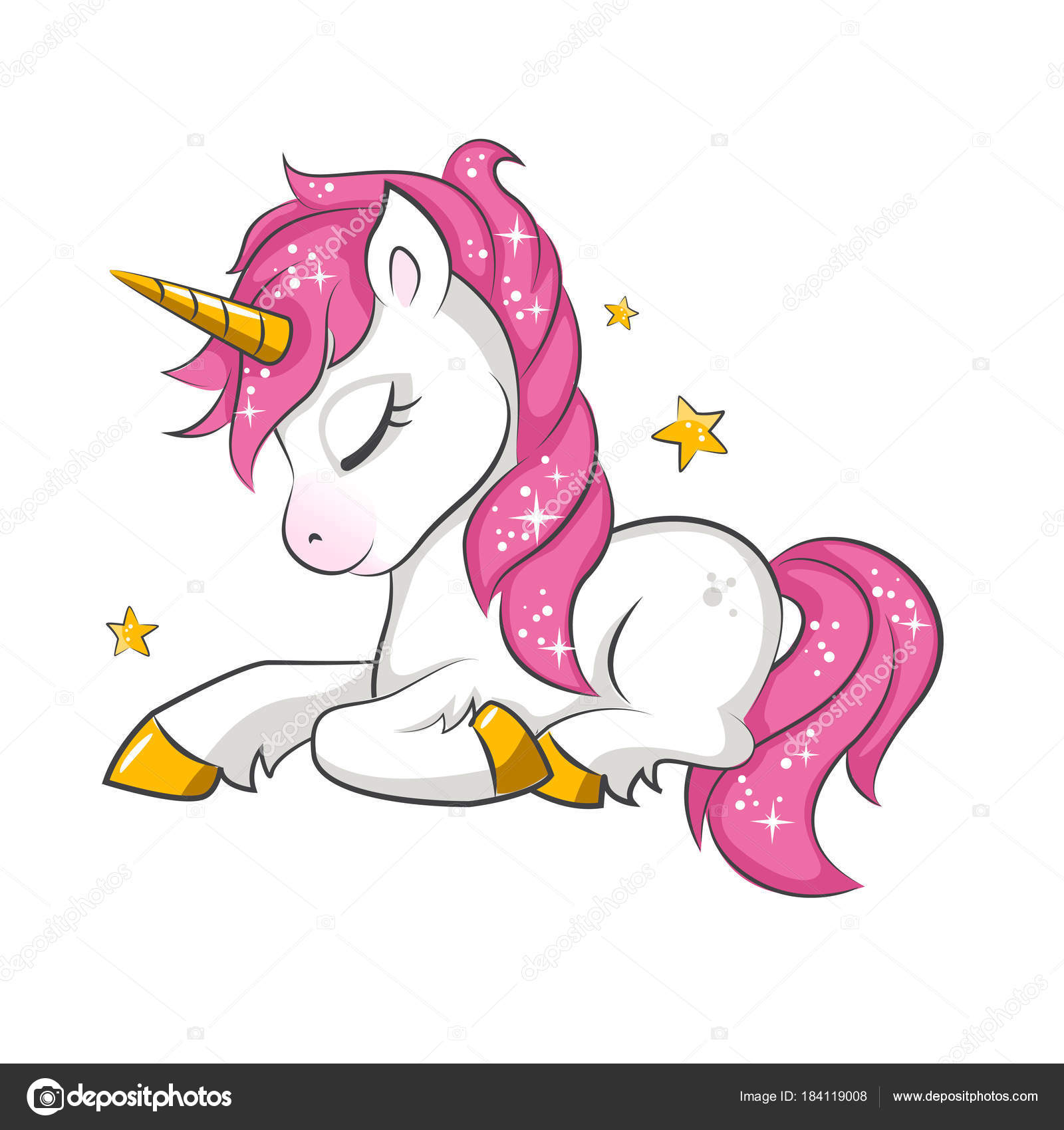 Download Cute Little Pink Magical Unicorn Vector Design White ...