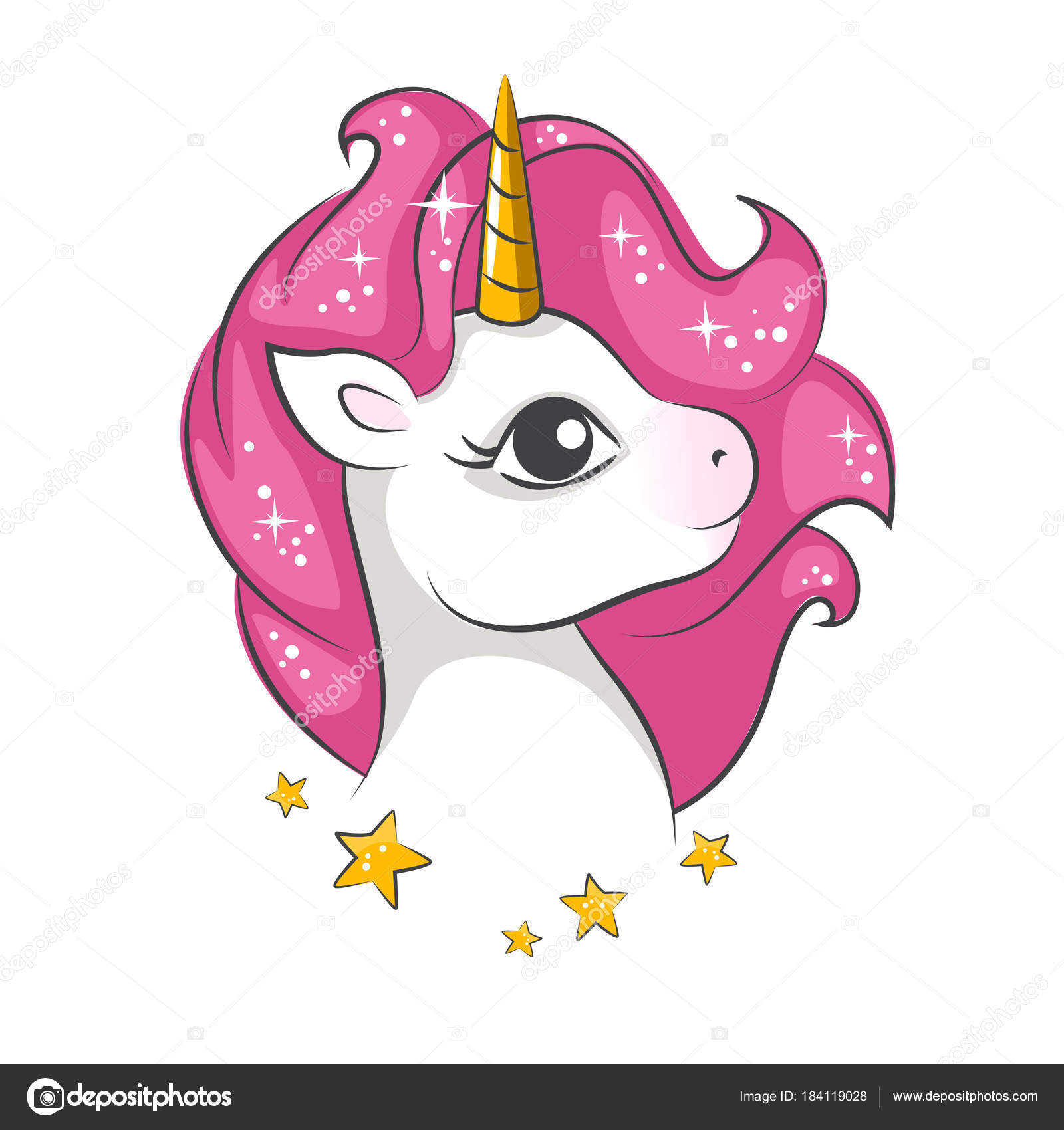 Download Cute Little Pink Magical Unicorn Vector Design White ...