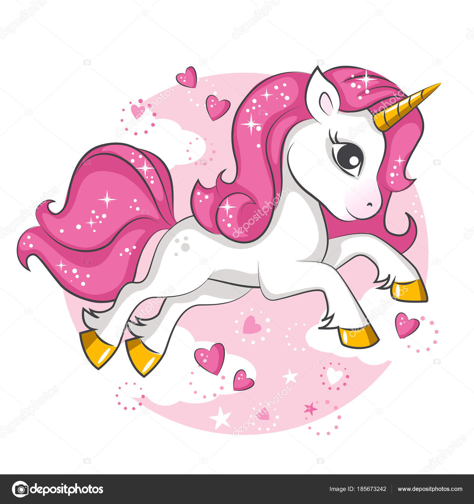 Download Cute Little Pink Magical Unicorn Vector Design White ...