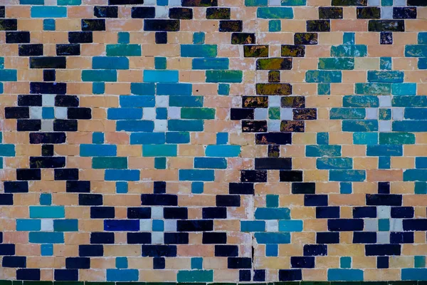 Tin Geglazuurd Aardewerk Betegelde Muur Oude Moskee Oezbekistan Abstracte Kunstachtergrond Rechtenvrije Stockfoto's