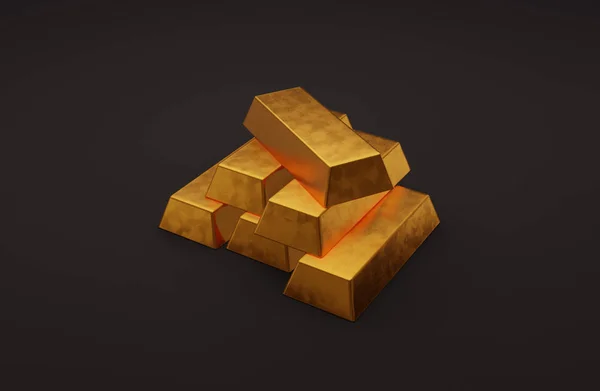 Golden Bricks Black Background Stacked Bars Gold Metal Banking Savings — ストック写真