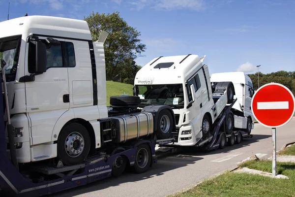 Transporter samochdowy załadowany kabiny ciężarówki — Zdjęcie stockowe
