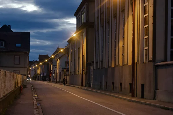 Strassburg Fransa Gece Gece Yürüme Endüstriyel Binalar Telifsiz Stok Imajlar