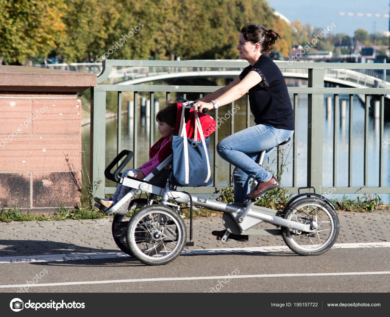 mom and child bike