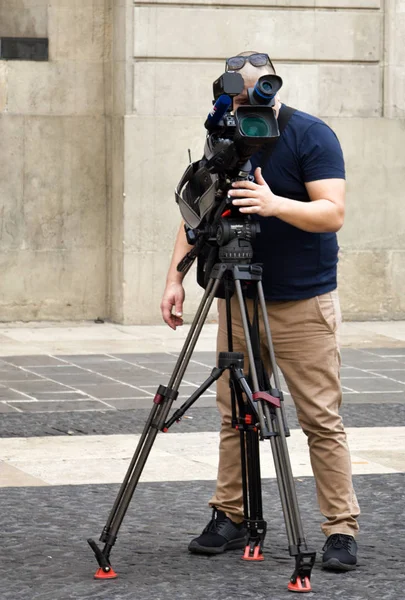 Trabalho de fotógrafos e operadores — Fotografia de Stock