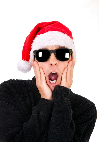 Young Man in Santa Hat — Stock Photo, Image