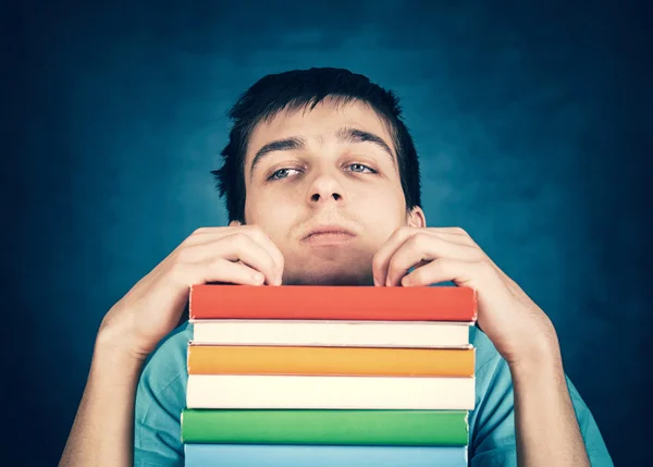 Triest Student met een boeken — Stockfoto