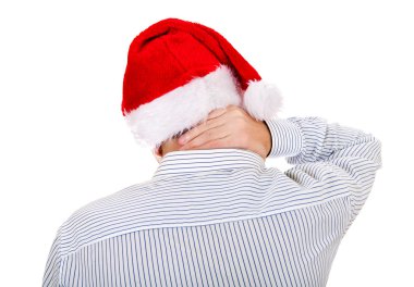 Rear View of a Man in Santa Hat clipart