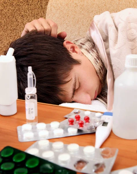 Sick Teenager sleeping — Stock Photo, Image