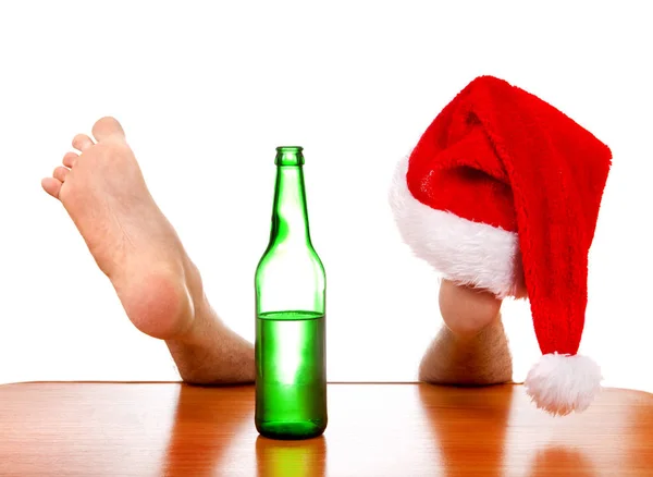 Papai Noel na perna — Fotografia de Stock