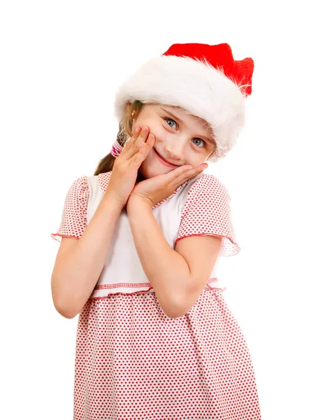 Small Girl in Santa Hat — Stock Photo, Image