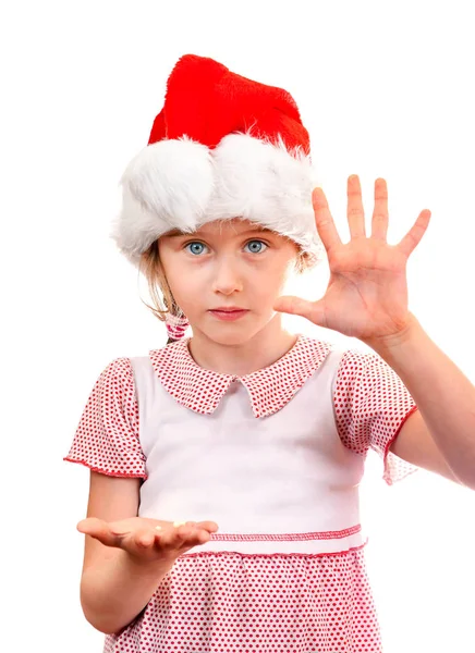 Small Girl in Santa Hat — Stock Photo, Image