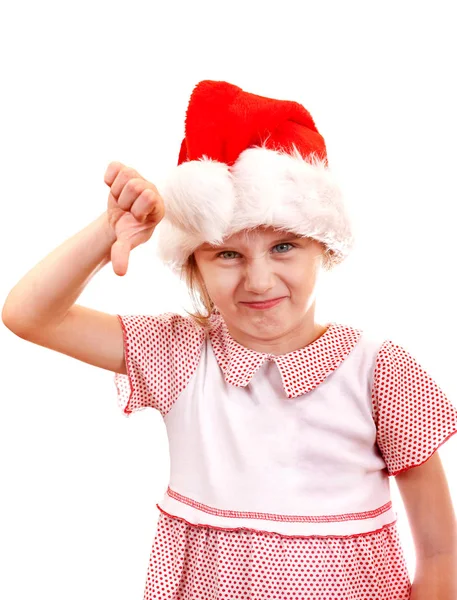 Μικρό κορίτσι σε santa καπέλο — Φωτογραφία Αρχείου