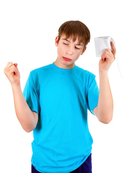 Teenager mit Toilettenpapier — Stockfoto