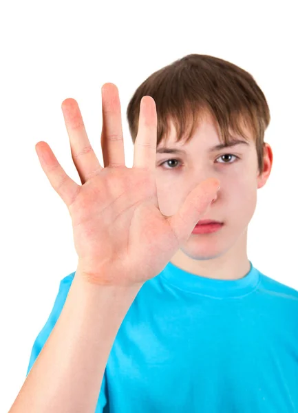 Teenager zeigen die Handfläche — Stockfoto