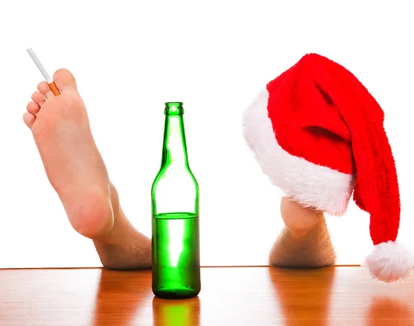 Papai Noel na perna — Fotografia de Stock
