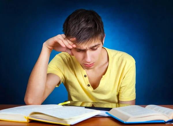 Tired Student with a Books — Stock Photo, Image