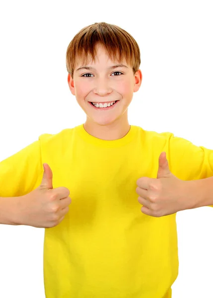 Niño con gesto de pulgar hacia arriba —  Fotos de Stock