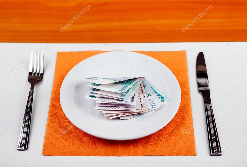 Russian Rubles in the Plate