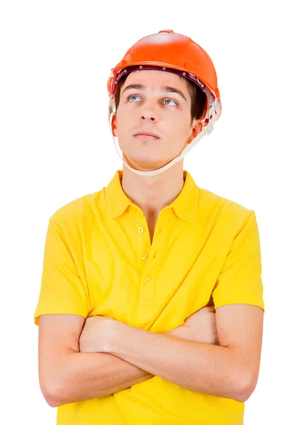 Young Man in Hard Hat — Stock Photo, Image