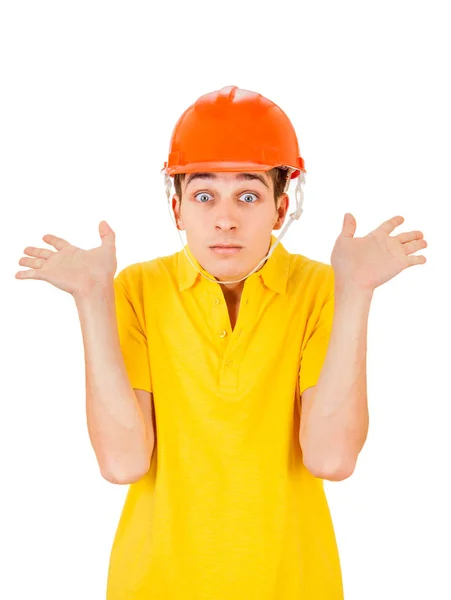 Young Man in Hard Hat — Stock Photo, Image