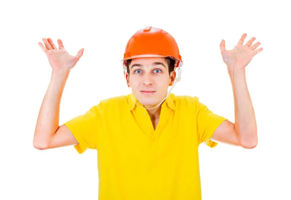 Young Man in Hard Hat — Stock Photo, Image