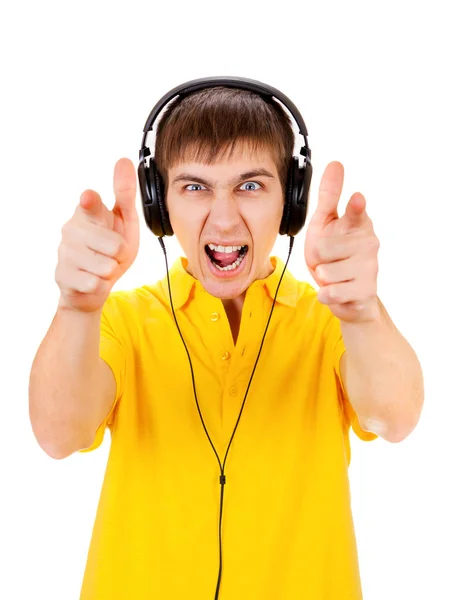 Hombre joven en auriculares — Foto de Stock