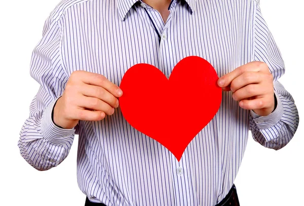 Person with Red Heart — Stock Photo, Image