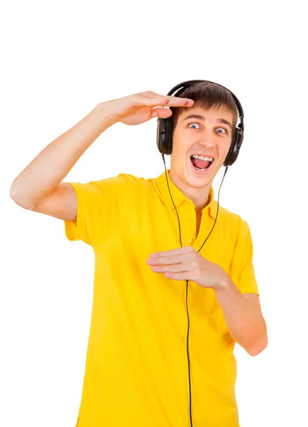 Junger Mann mit Kopfhörer — Stockfoto