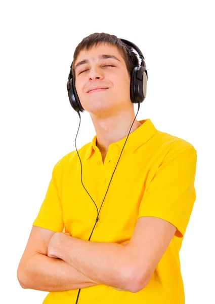 Hombre joven en auriculares — Foto de Stock