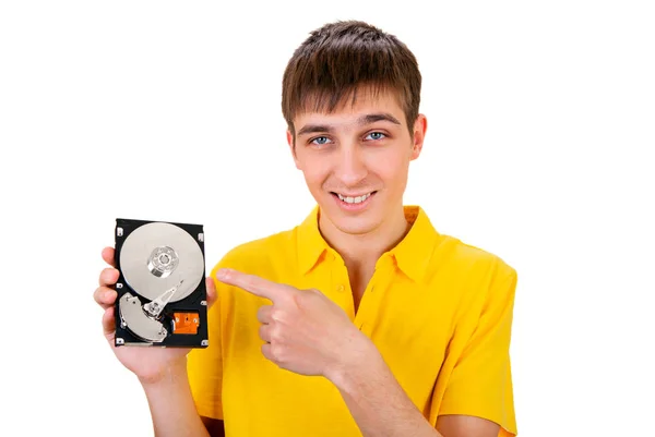Hombre joven con disco duro —  Fotos de Stock