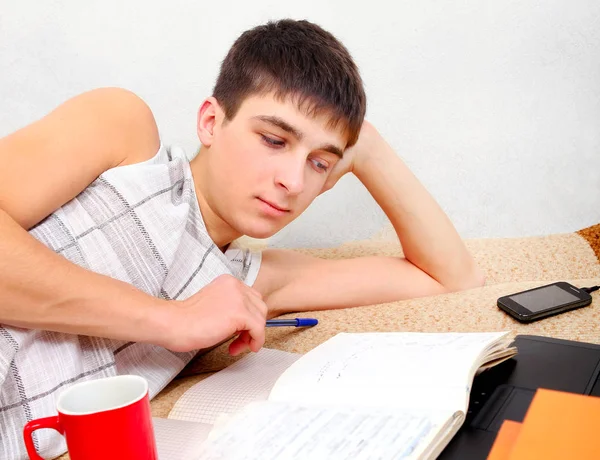 Nastolatek odrabiający lekcje — Zdjęcie stockowe