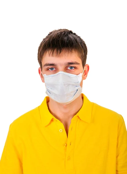 Hombre joven con máscara de gripe —  Fotos de Stock