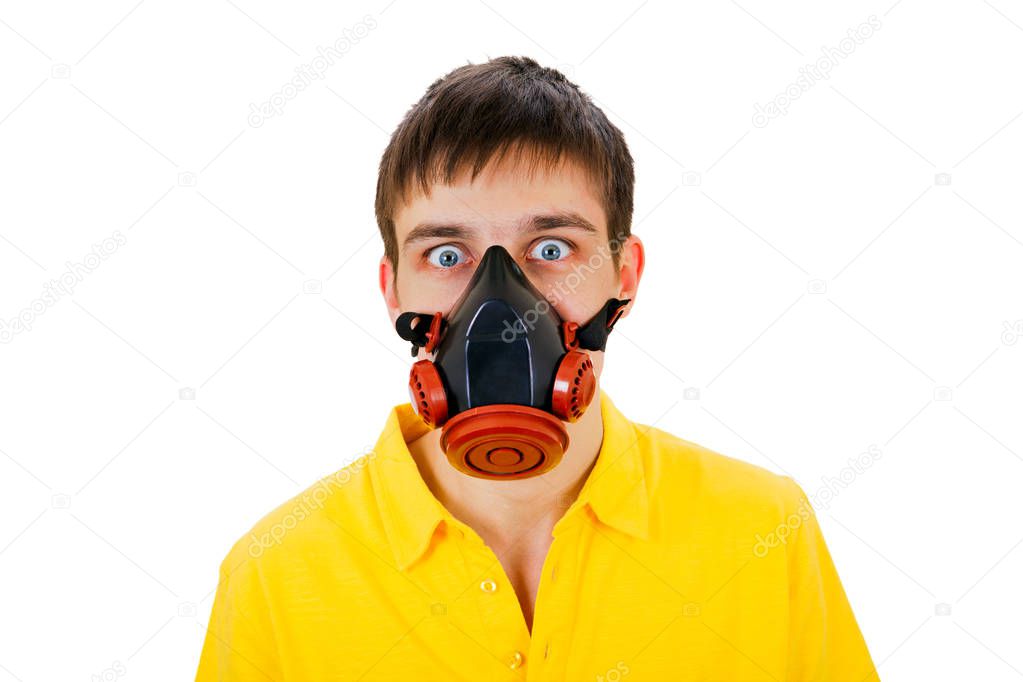 Young Man in Gas Mask