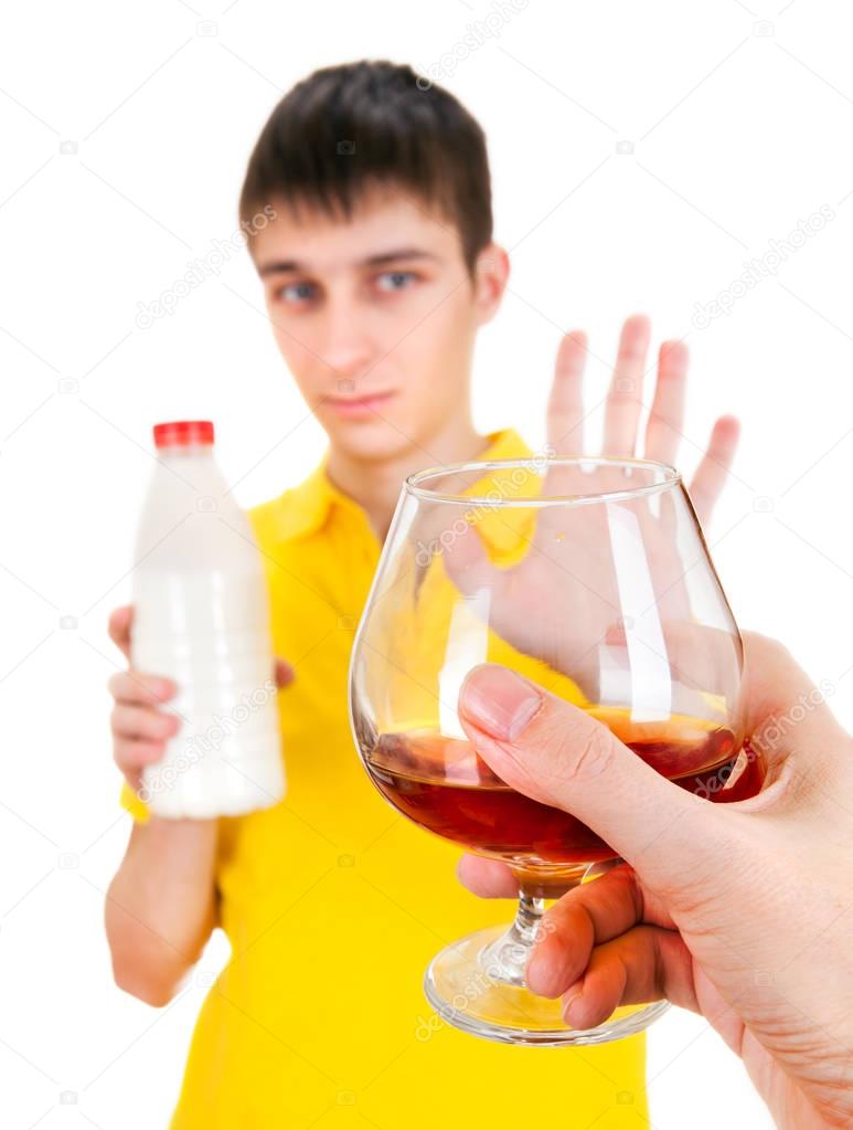 Young Man deny an Alcohol