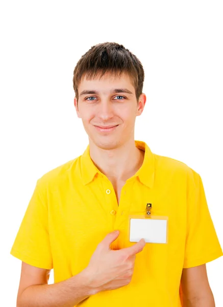 Jovem com Emblema Vazio — Fotografia de Stock