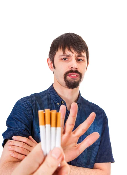 Adam inkar bir sigara — Stok fotoğraf