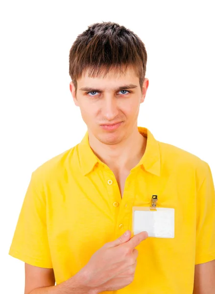 Young Man with Empty Badge Royalty Free Stock Photos