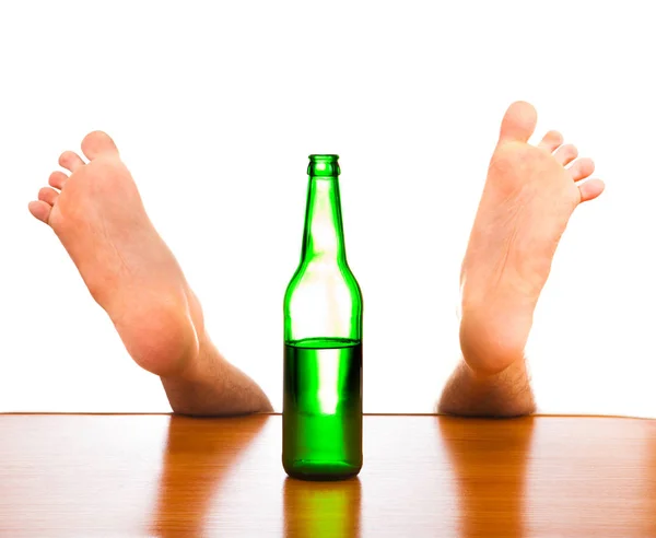 Bottle and Fallen Man — Stock Photo, Image