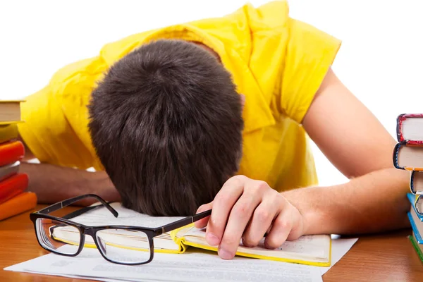 Adolescente dormir en los libros —  Fotos de Stock