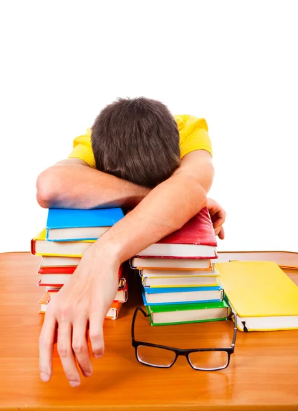 Nastolatek snu na książki — Zdjęcie stockowe